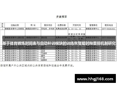 基于体育锻炼时间表与自动补训模块的训练恢复期时段重排机制研究